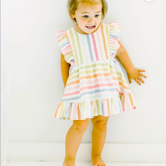 cheeky plum Other - - Dakota Linen Dress-Sugar Stripe🌈 NWTS 2T Cheeky Plum